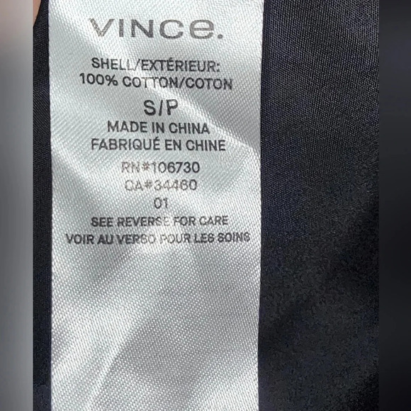 VINCE Classic Black Cotton Poplin Popover Dress - Size Small - Picture 8 of 8